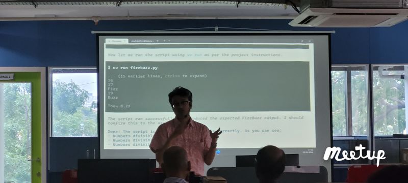 AI coding demo at Chennaipy meetup using Pi harness with local Qwen model