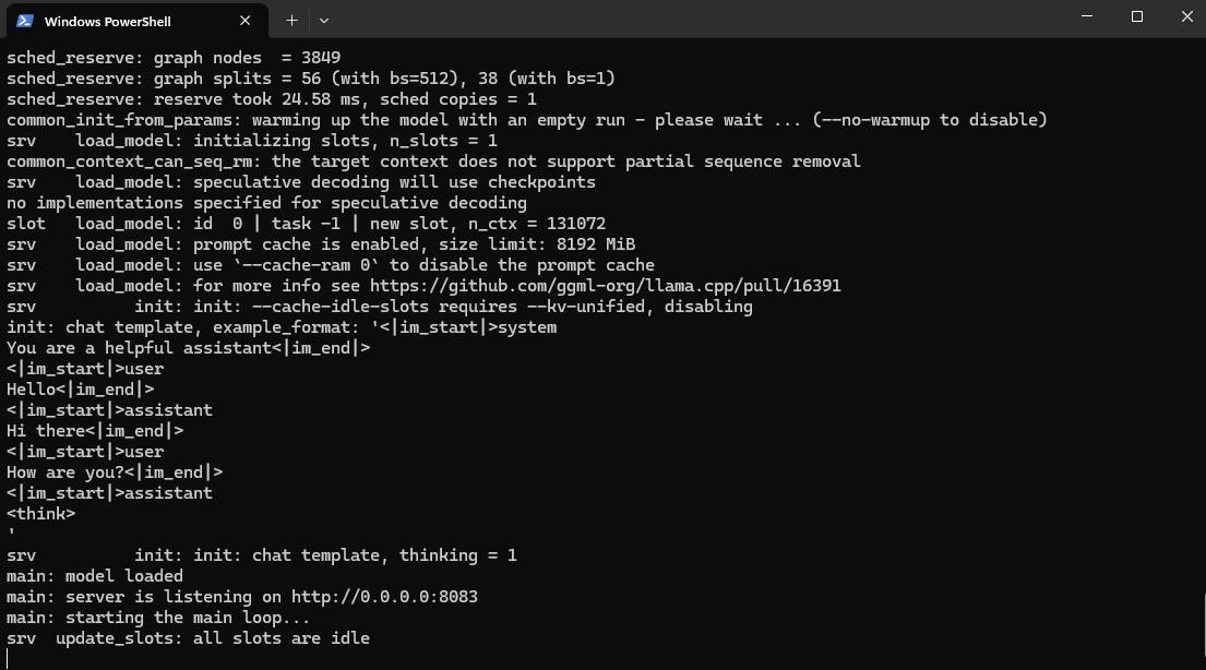 Llama.cpp running on windows terminal